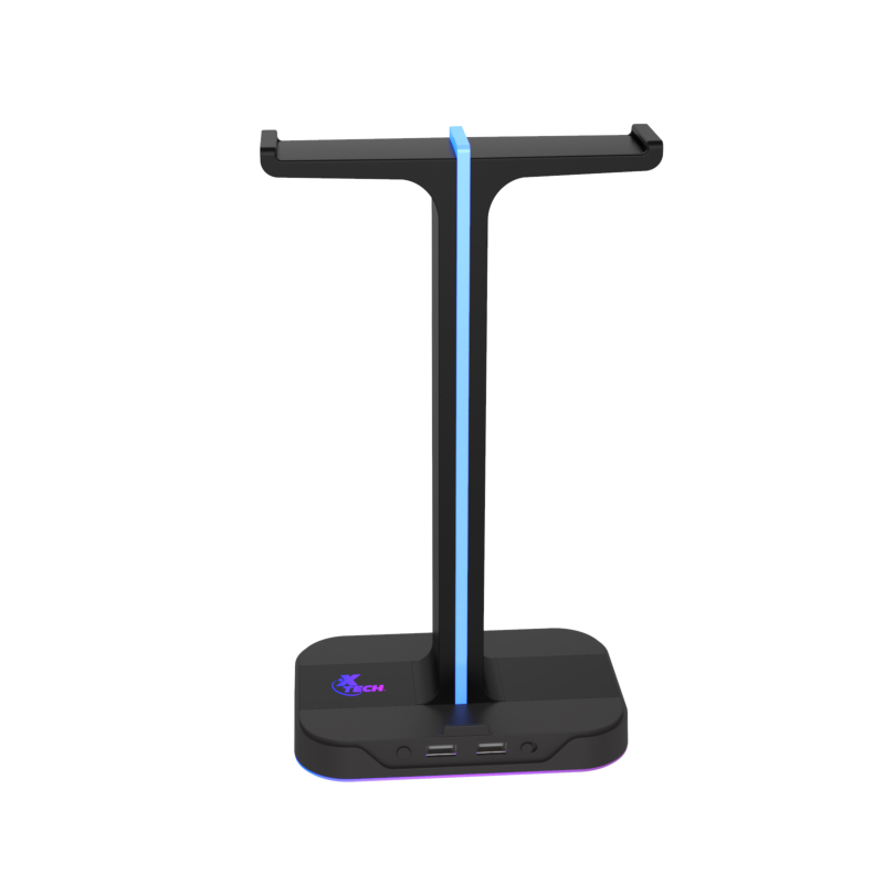 Soporte Auricular Doble Xtech Yurei Rgb 2 Puertos Usb