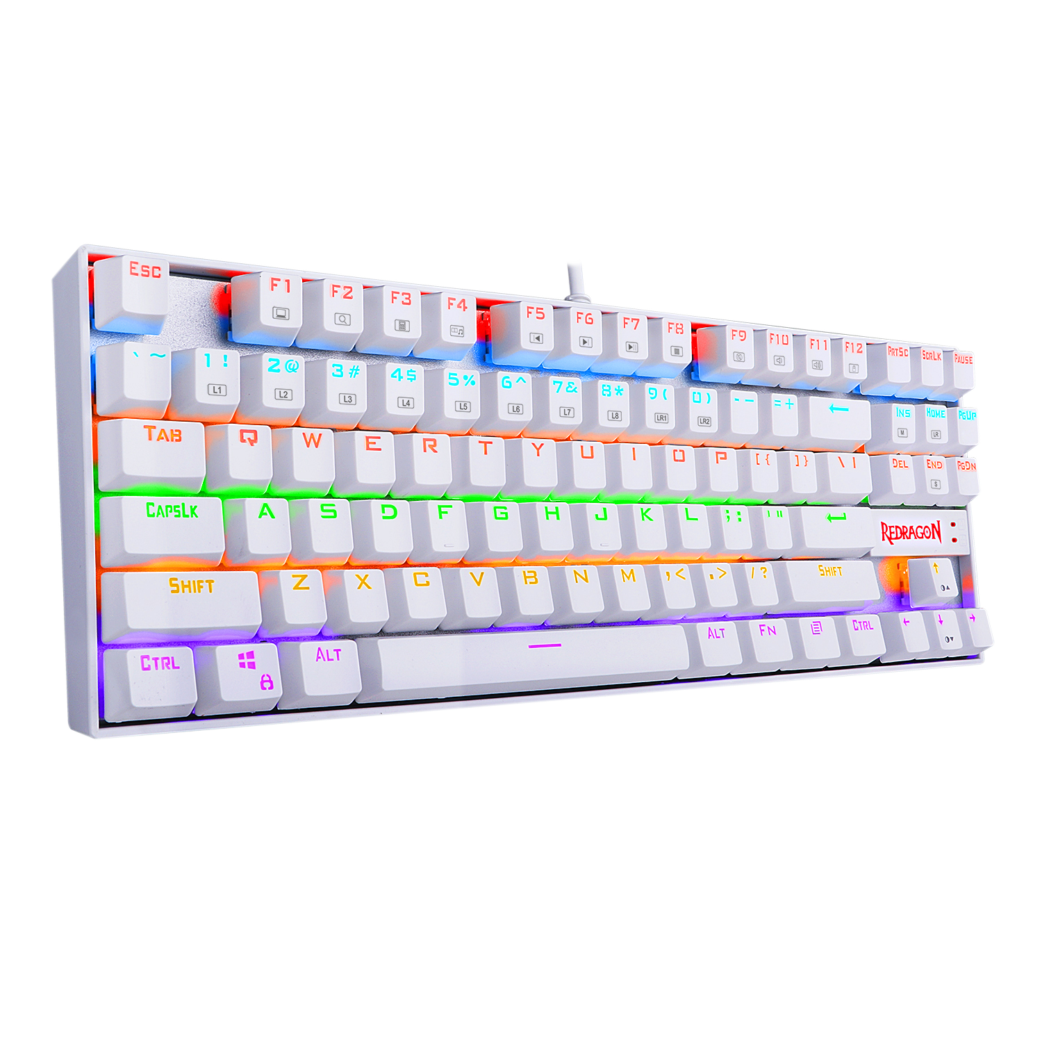 Teclado Redragon K552 Kumara 2 White Red Switch Mecanico Rainbow