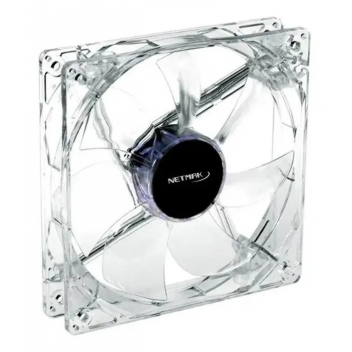 Fan Cooler Netmak 80mm Transparente Luz Led Roja 4p Molex