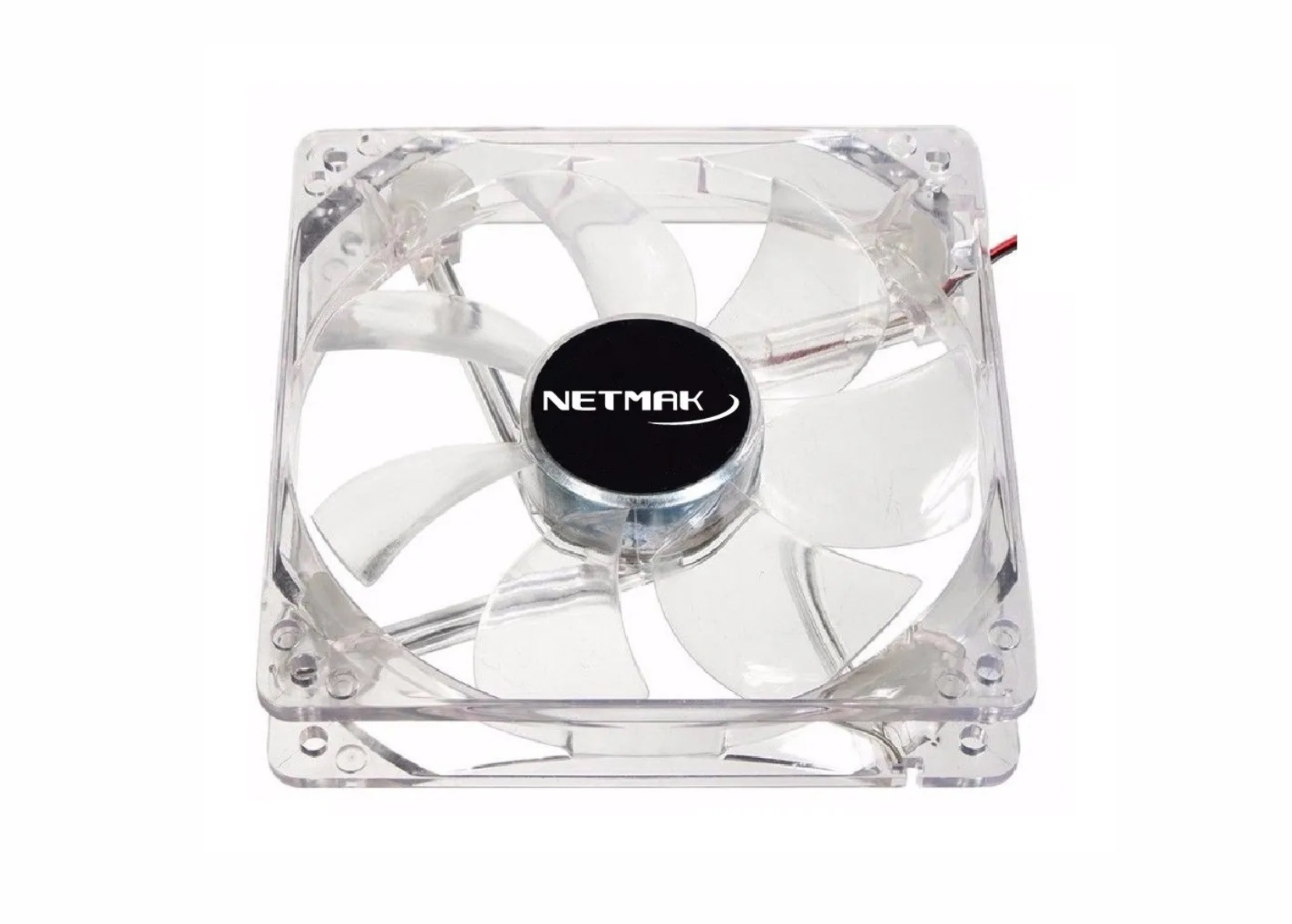 Fan Cooler Netmak 80mm Transparente Luz Led Roja 4p Molex