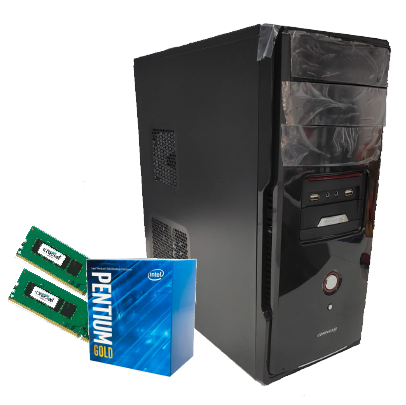PC OFICINA ECONOMICA PENTIUM GOLD 8GB DE RAM SSD 240 GABINETE KIT CON MOUSE TECLADO Y PARLANTES