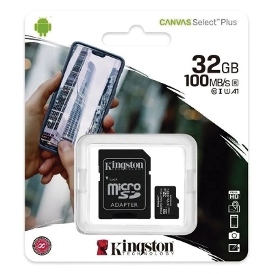MICROSD KINGSTON 32GB CANVAS SELECT PLUS 100MB/S CLASE 10