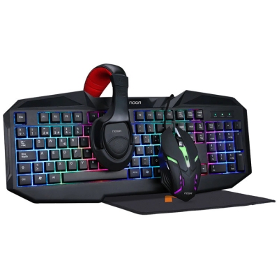 KIT GAMING 4 EN 1 NOGA NKB-403 MOUSE TECLADO HEADSET MOUSEPAD
