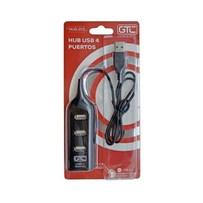 HUB USB 2.0 4 PUERTOS GTC HUG-013 COMPATIBLE CON IOS Y WINDOWS PLUG AND PLAY