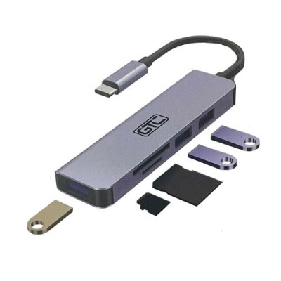 HUB ADAPTADOR GTC 5 EN 1 TIPO-C HUG-015 USB 3.1 2.0 SD/TF
