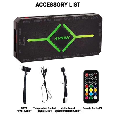 CONTROLADORA AUSEN LED CONTROLLER ARGB 8 FANS CON CONTROL REMOTO