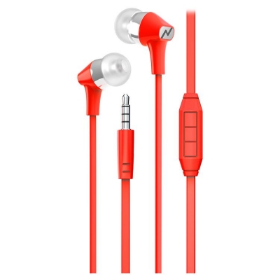 AURICULARES NOGA IN EAR FLAT CABLE 1.2MTS MANOS LIBRES FLAT RED