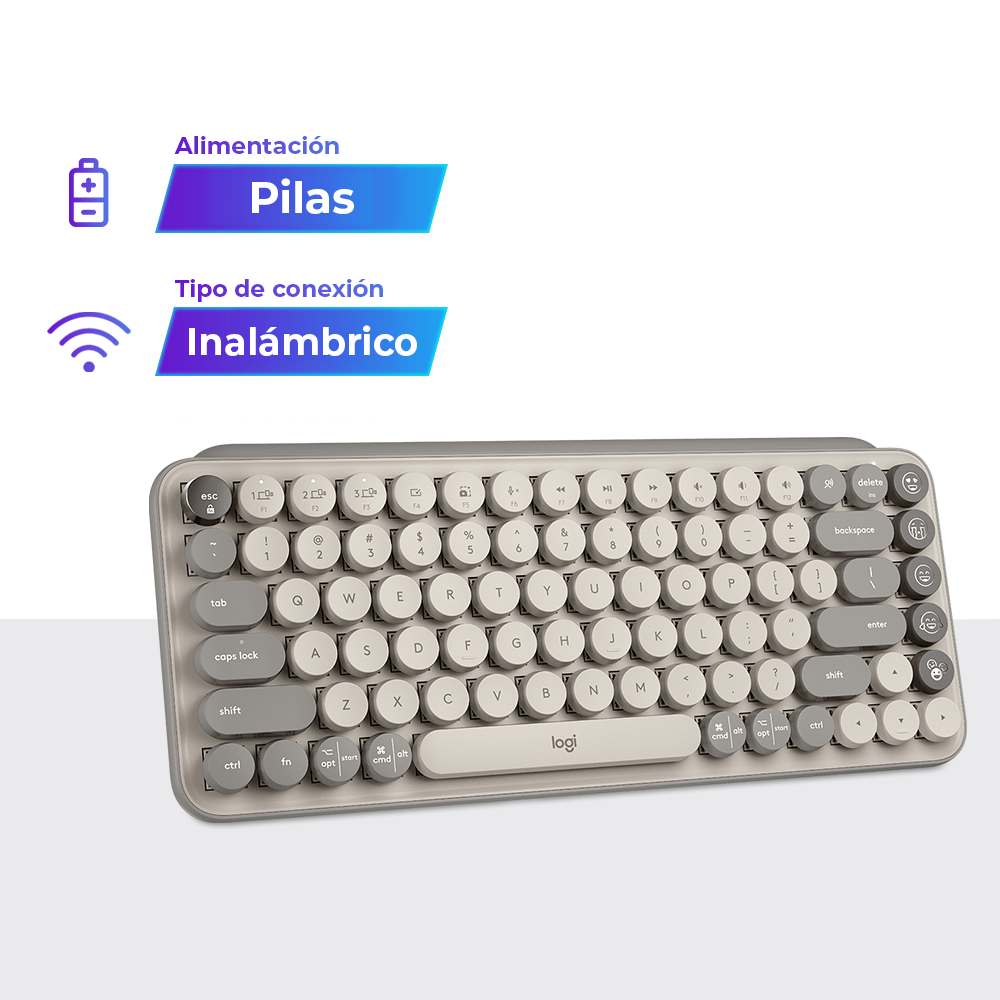 Teclado Logitech Inalámbrico Mecánico Pop Keys Mist -acuario
