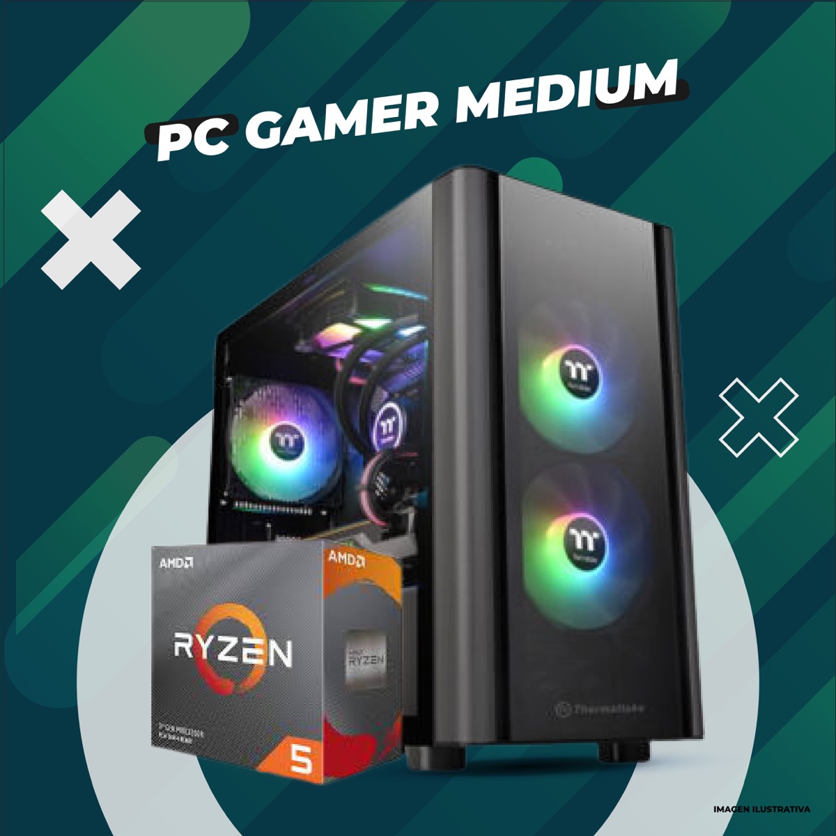 PC Armada Gamer Elite Ryzen 9 5900XT /RTX 5060 Ti /B550M /32GB /480GB /Gabinete /Fuente 750W 80P — foto 4