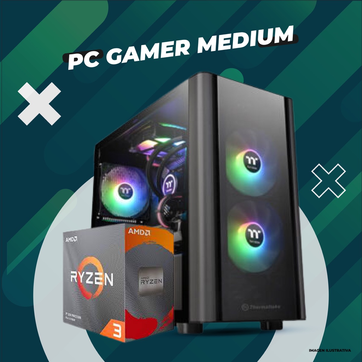 PC Armada Gamer Medium Ryzen 5 7600X /Cooler /RTX 3050 /A620M /16GB /480GB /Gabinete + Fuente 650W 80P — foto 4