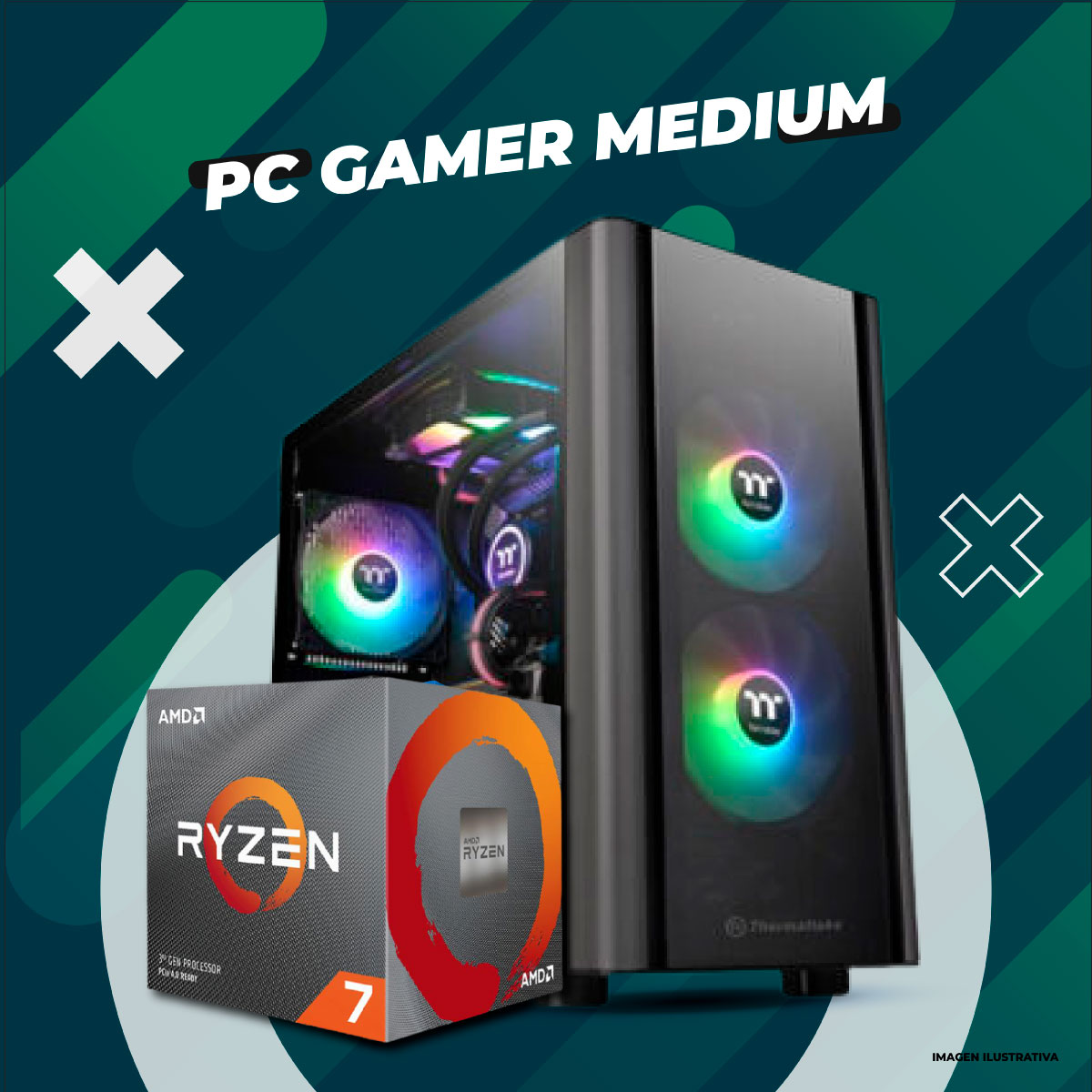 PC Armada Gamer Medium Ryzen 7 5700 /RTX 5050 /A520M /16GB /480GB /Gabinete + Fuente 550W 80P — foto 4