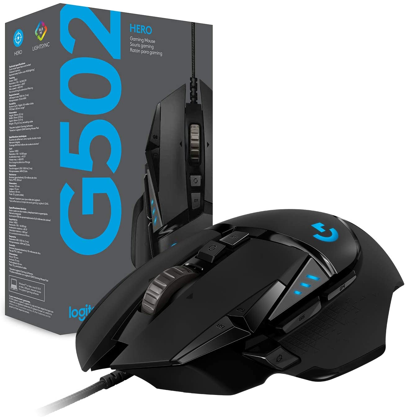 PERIFERICOS MOUSE USB LOGITECH G502 HERO GAMER 910-005550