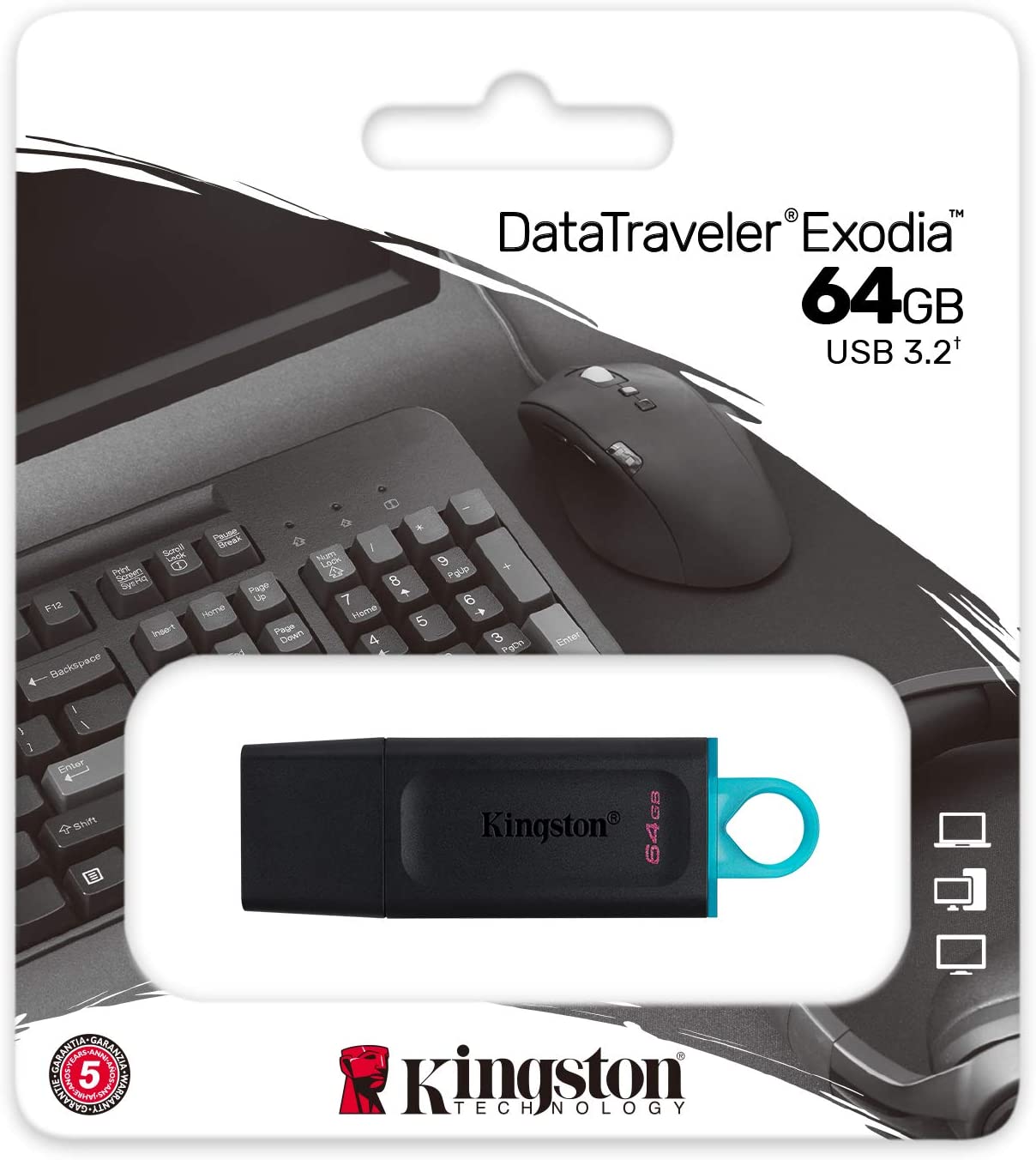 ALMACENAMIENTO PENDRIVE KINGSTON 64GB 3.2 DATATRAVELER EXODIA DTX/64GB