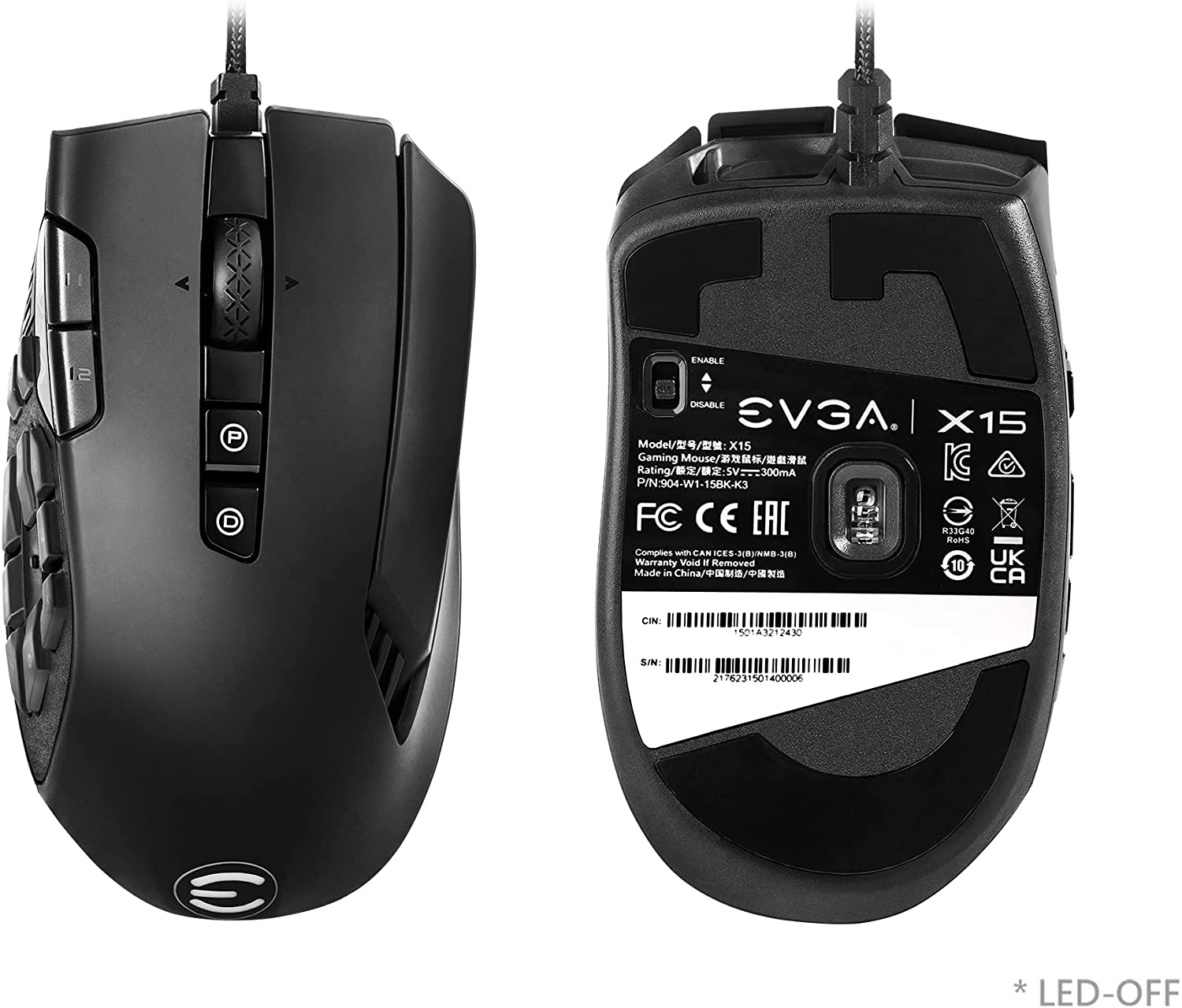 Periféricos Mouse Gamer Evga Gaming RGB 16K Dpi X15 MMO