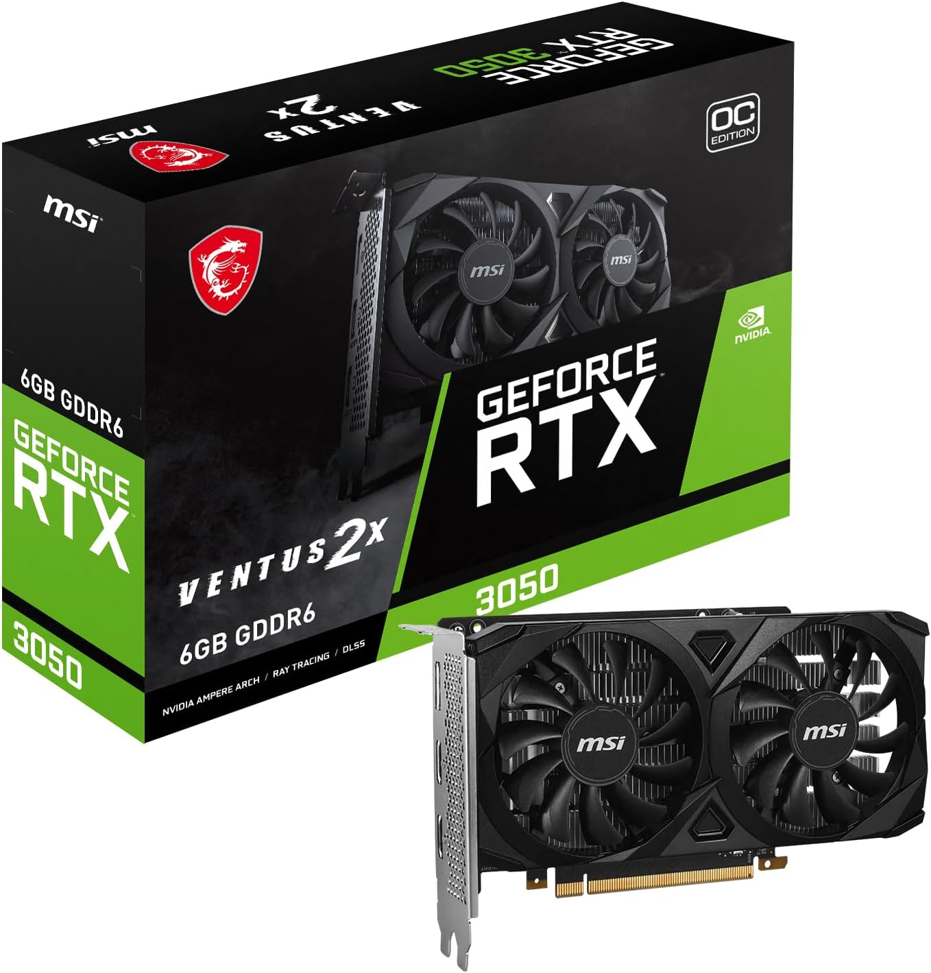 PLACA DE VIDEO NVIDIA GEFORCE MSI RTX 3050 VENTUS 2X OC 6G GDDR6 912-V812-016