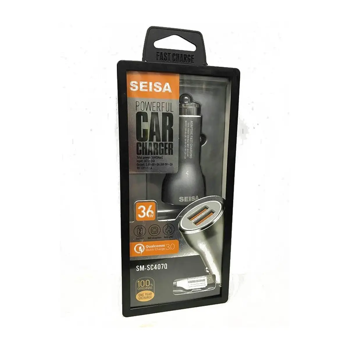 CARGADOR AUTO SEISA 36W 3A TURBO 2USB SM-SC503Q