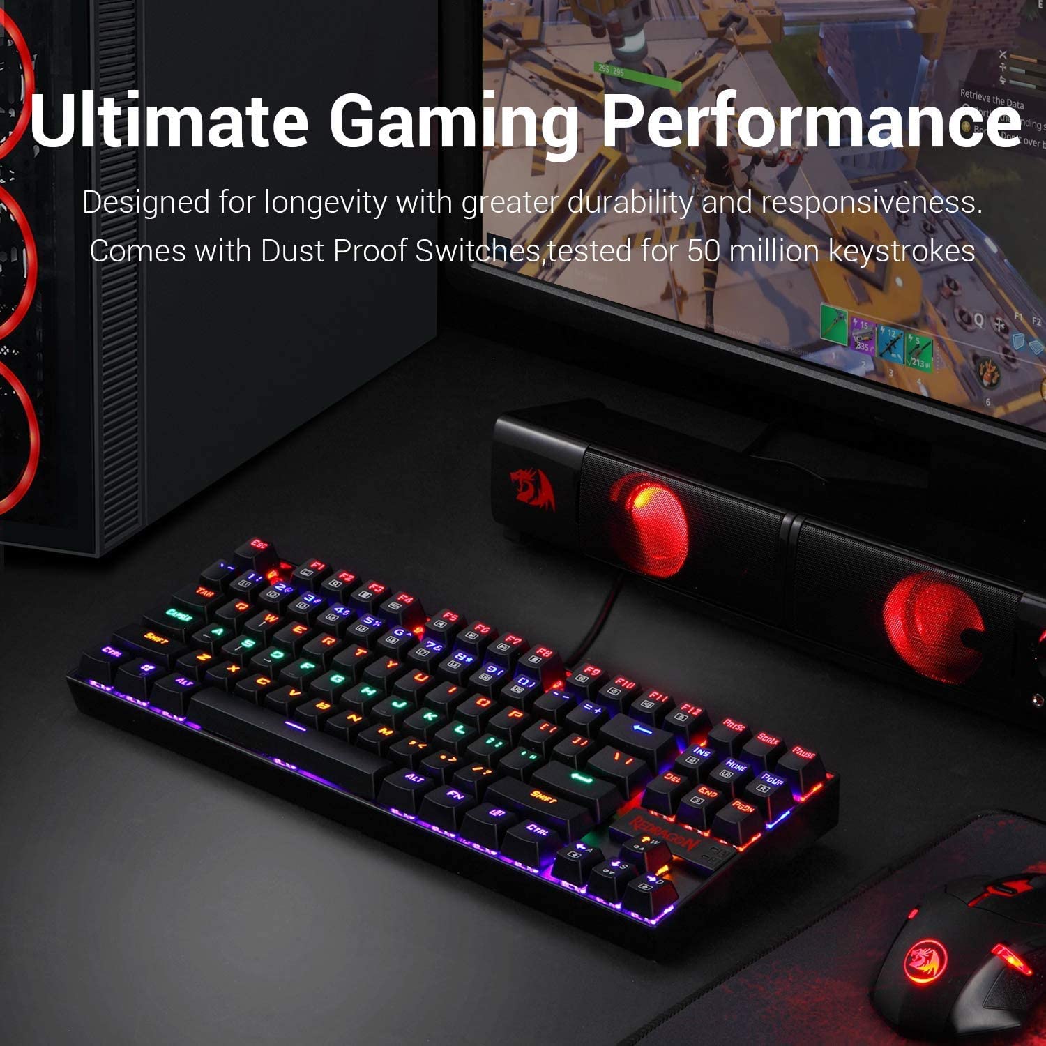 Perifericos Teclado USB Redragon Kumara 2 Black Rainbow Switch Red Gamer Mecanico K552-KR