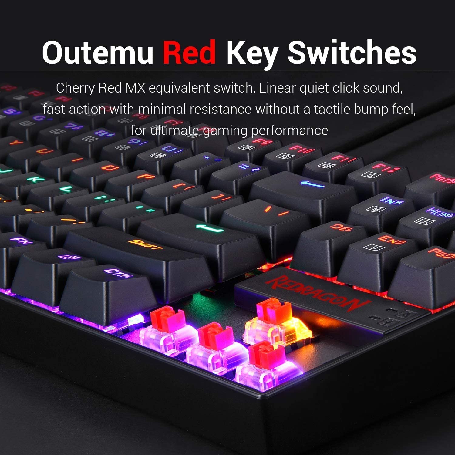 Perifericos Teclado USB Redragon Kumara 2 Black Rainbow Switch Red Gamer Mecanico K552-KR