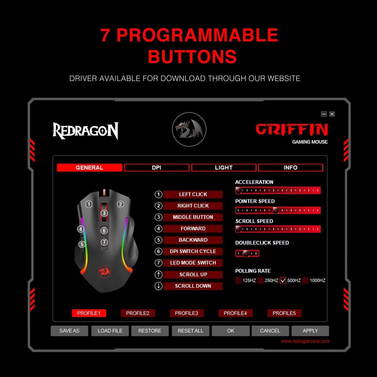 Perifericos Mouse USB Redragon Griffin Black Gamer M607