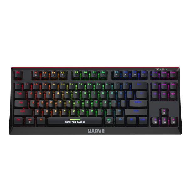 Perifericos Teclado USB Marvo Rainbow Switch Blue Gamer Mecanico Tipo C KG953 SP-B
