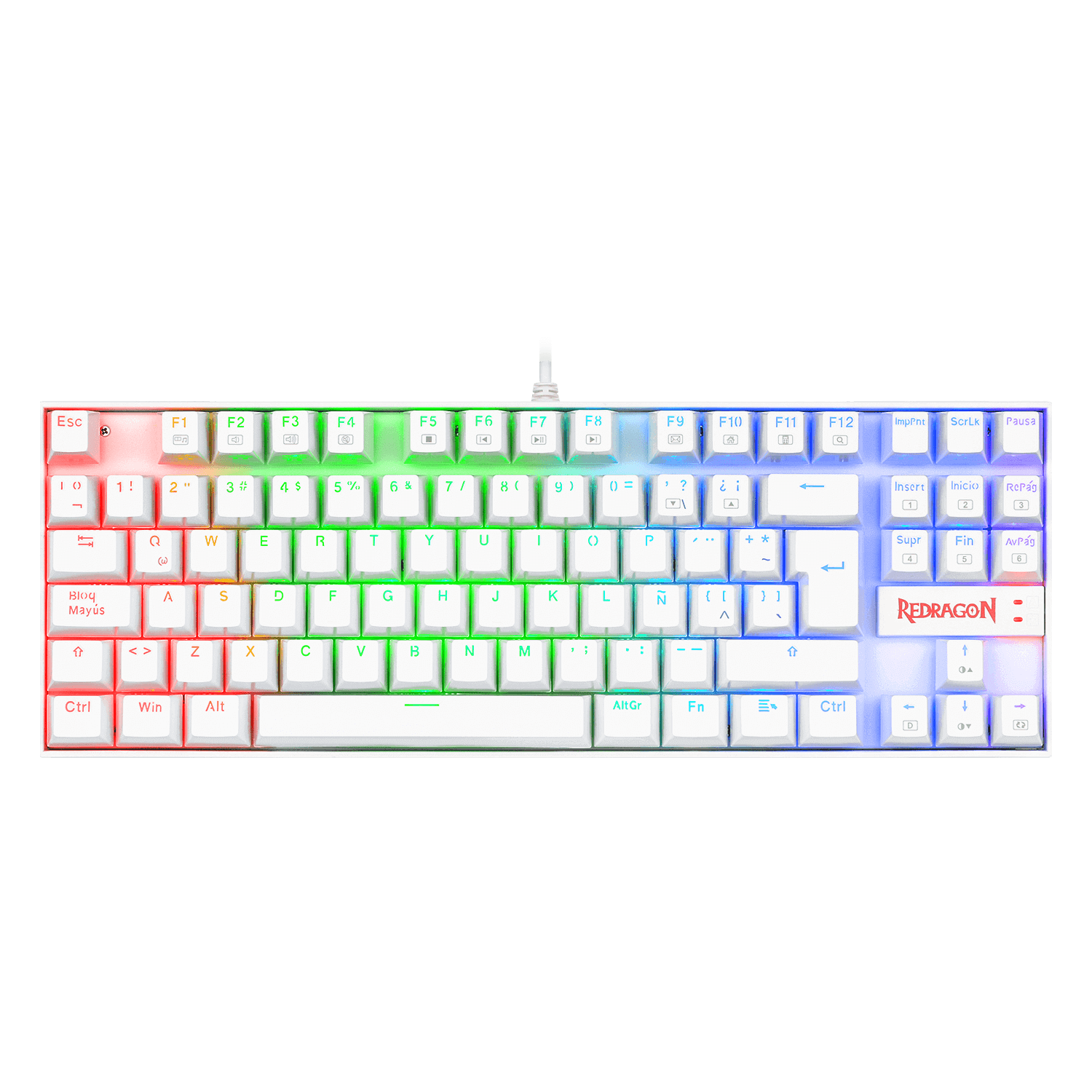 Perifericos Teclado USB Redragon Kumara White RGB Red Switch Gamer Mecanico K552