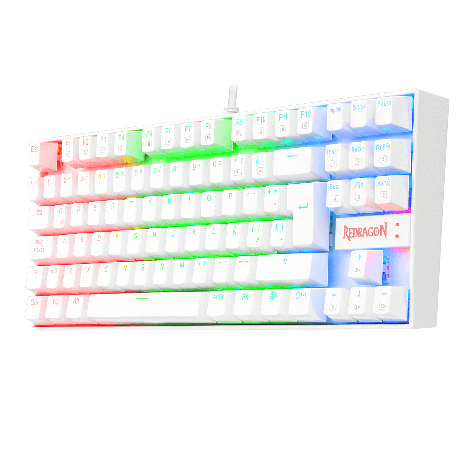 Perifericos Teclado USB Redragon Kumara White RGB Red Switch Gamer Mecanico K552