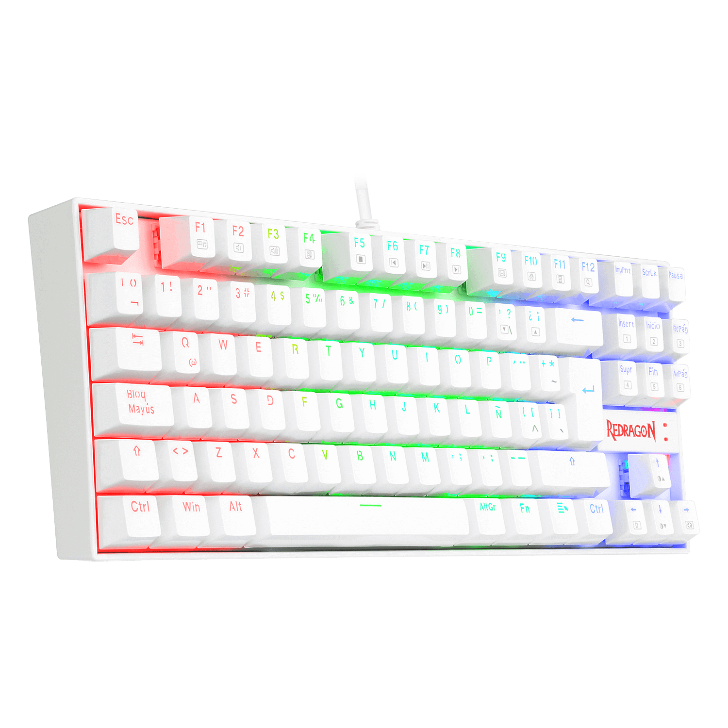 Perifericos Teclado USB Redragon Kumara White RGB Red Switch Gamer Mecanico K552