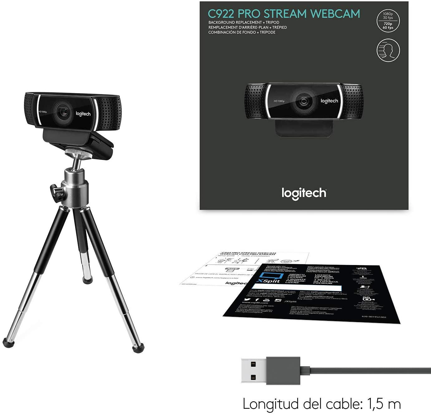Perifericos Camara WebCam Logitech C922 PRO Full HD Stream C/Tripode 960-001087