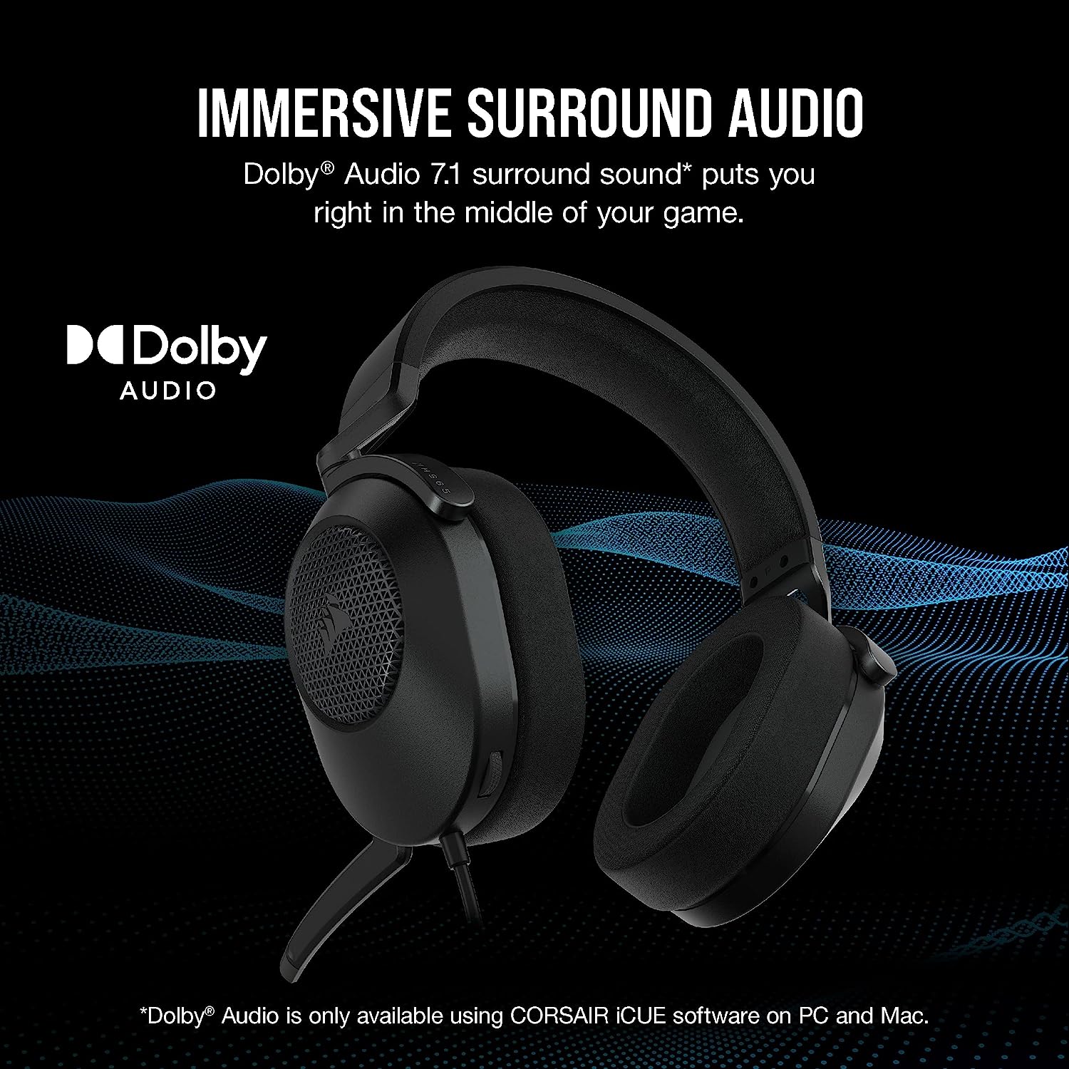 Perifericos Auricular Corsair HS65 Surround 7.1 Carbon Gamer CA-9011270-NA