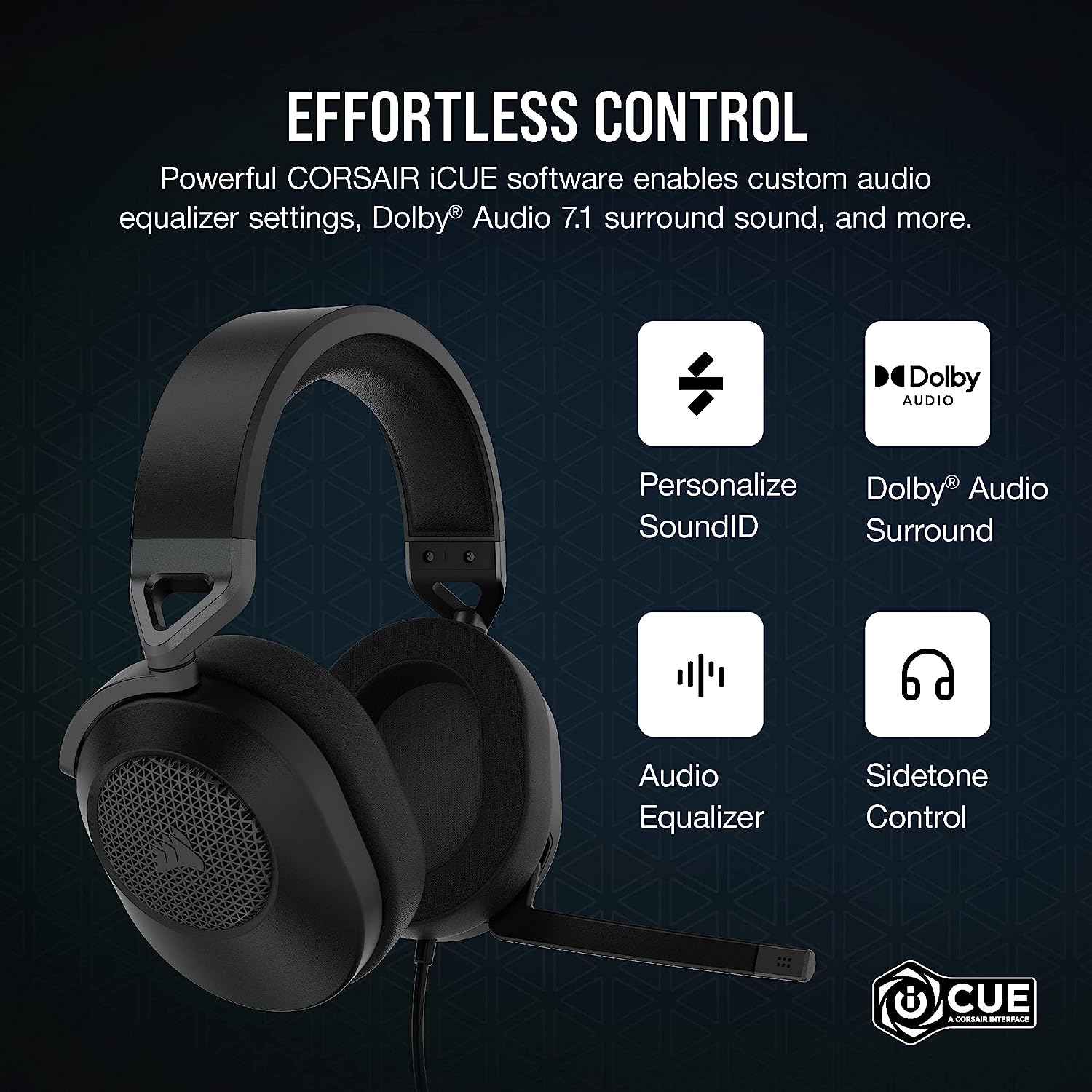 Perifericos Auricular Corsair HS65 Surround 7.1 Carbon Gamer CA-9011270-NA