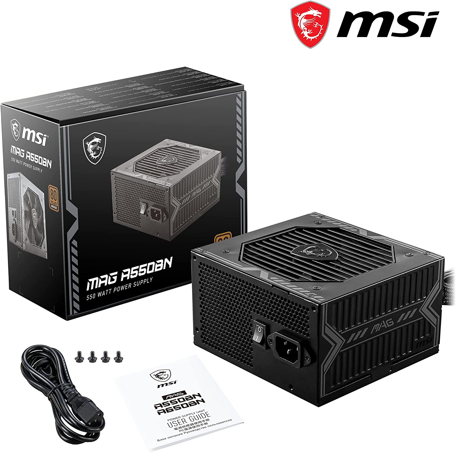 Fuente Certificada MSI MAG 550W 80 Plus Bronze A550BN