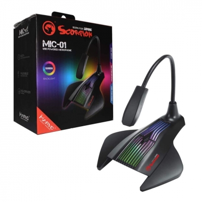 PERIFÉRICOS MICRÓFONO MARVO USB RGB OMNIDIRECCIONAL MIC-01