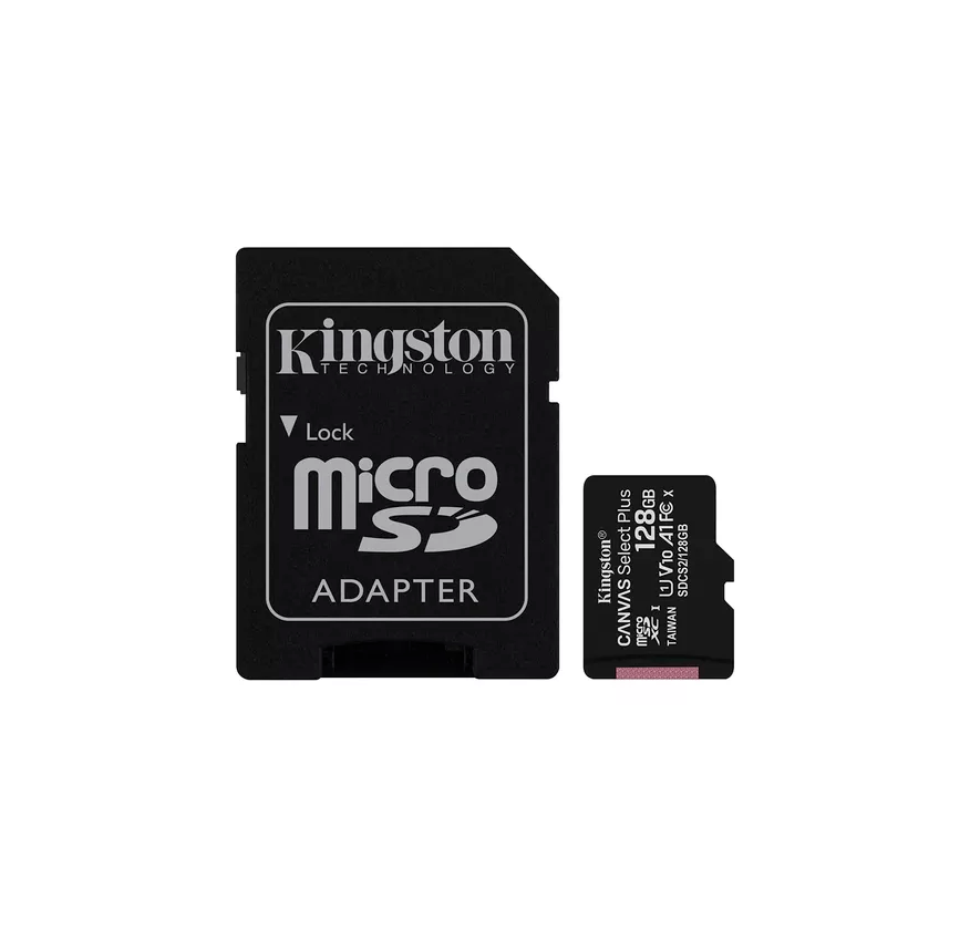  MicroSD KINGSTON 128GB c/Adap Clase 10 UHS-I (U1) 100MB/s Canvas Plus