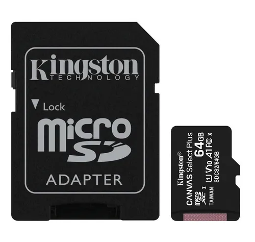 MEMORIA MICRO SD C/adaptador Kingston 64GB SDCS2 Canvas Select Plus 100 MB/S