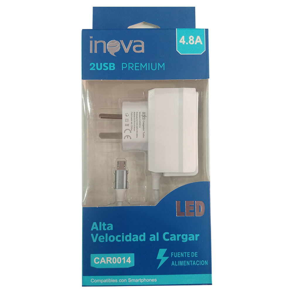 CARGADOR INOVA  CAR-3012A  220V  5.1   X3USB     c/cable Micro Usb