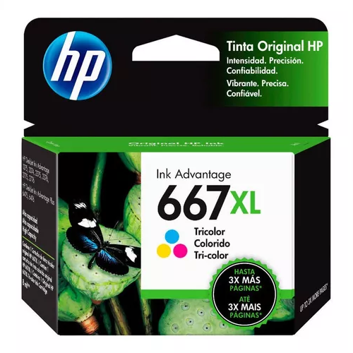 CARTUCHO TINTA HP 667XL TRICOLOR 8ML 1275 2374 2375 2376 2775 2776 6475 6476