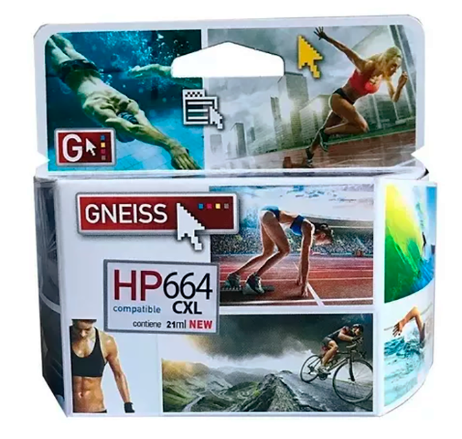 CARTUCHO TINTA  GNEISS 664XL TRICOLOR  21ML 