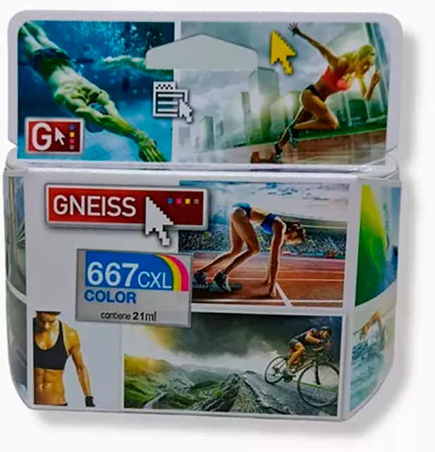 CARTUCHO TINTA  GNEISS 667XL TRICOLOR 21ML
