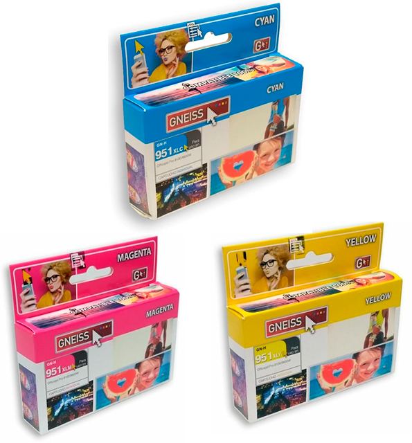 CARTUCHO TINTA GNEISS 951XL CYAN MAGENTA AMARILLO      X UNIDAD