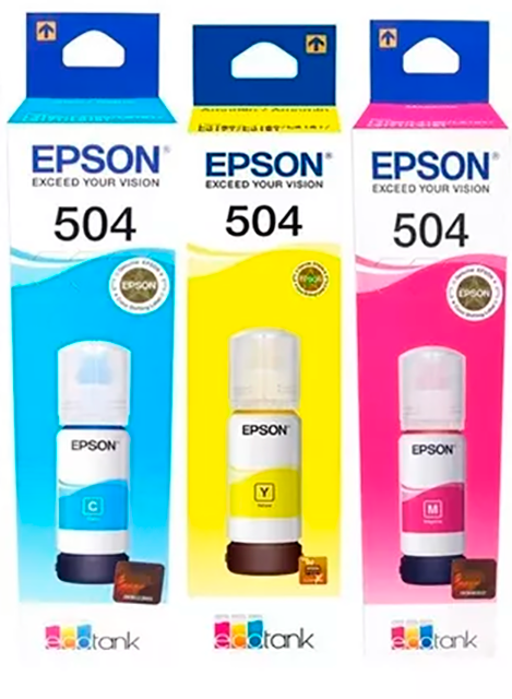 BOTELLA TINTA EPSON 504 T504 COLOR 70ML CYAN MAGENTA AMARILLO  XUNIDAD