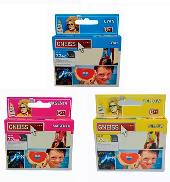 CARTUCHO TINTA GNEISS 73 73N  COLOR  CYAN MAGENTA AMARILO PARA EPSON   XUNIDAD