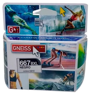 CARTUCHO TINTA  GNEISS 667XL  NEGRO  22ML