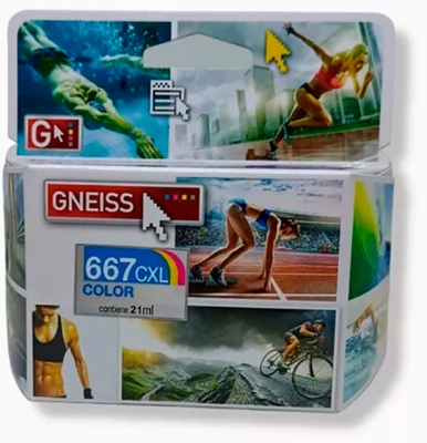 CARTUCHO TINTA  GNEISS 667XL TRICOLOR 21ML