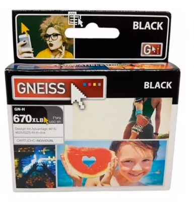 CARTUCHO TINTA GNEISS 670XL NEGRO