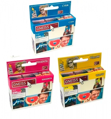 CARTUCHO TINTA GNEISS 296 T296 COLOR CYAN MAGENTA AMARILLO PARA EPSON    XUNIDAD