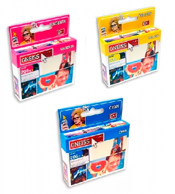 CARTUCHO TINTA GNEISS 206 T206 COLOR CYAN MAGENTA AMARILLO  PARA EPSON   XUNIDAD 