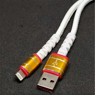 CABLE USB A LIGHTNING REFORZADO cuero blanco terminales metalicos