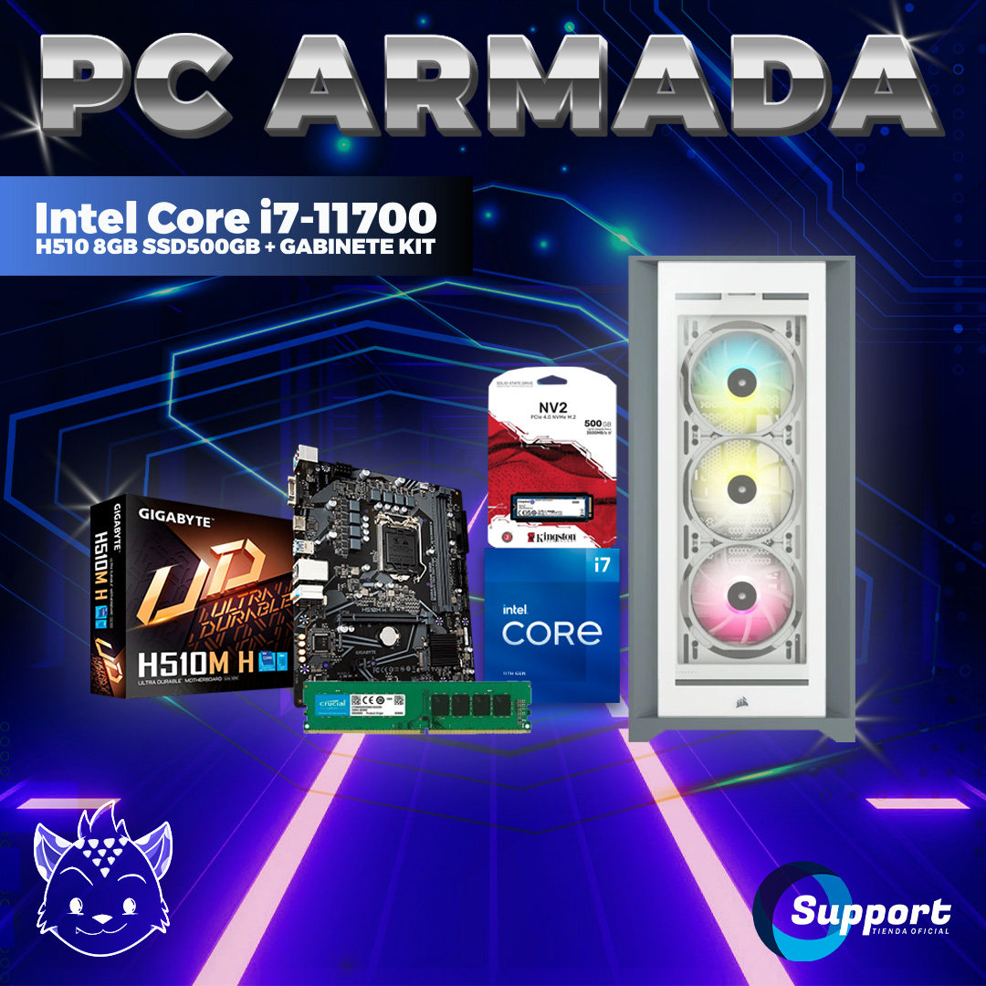 Pc Armada Intel Core i7 11700 H510 8GB SSD500GB GABINETE KIT