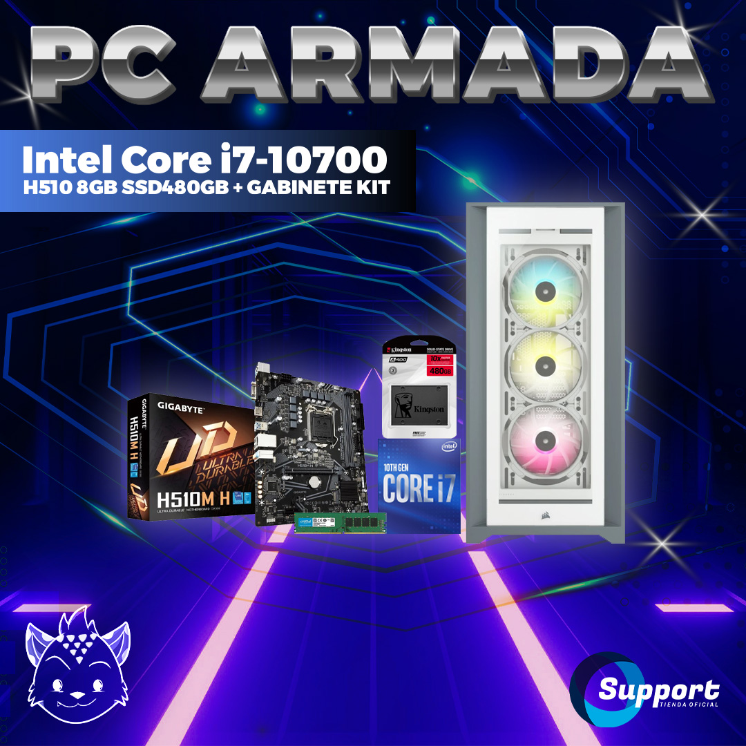 Pc Armada Intel Core i7 10700 H510 8GB SSD480GB GABINETE KIT